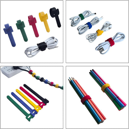 80 PCS 6 Inches Multi-Colour Reusable Cable Ties Cord Straps Multi-Purpose Wire Ties Cord Wrap Hook and Loop Organizer Cable Management,Adjustable Cord Ties for Organizing Home,Office,Data Centers
