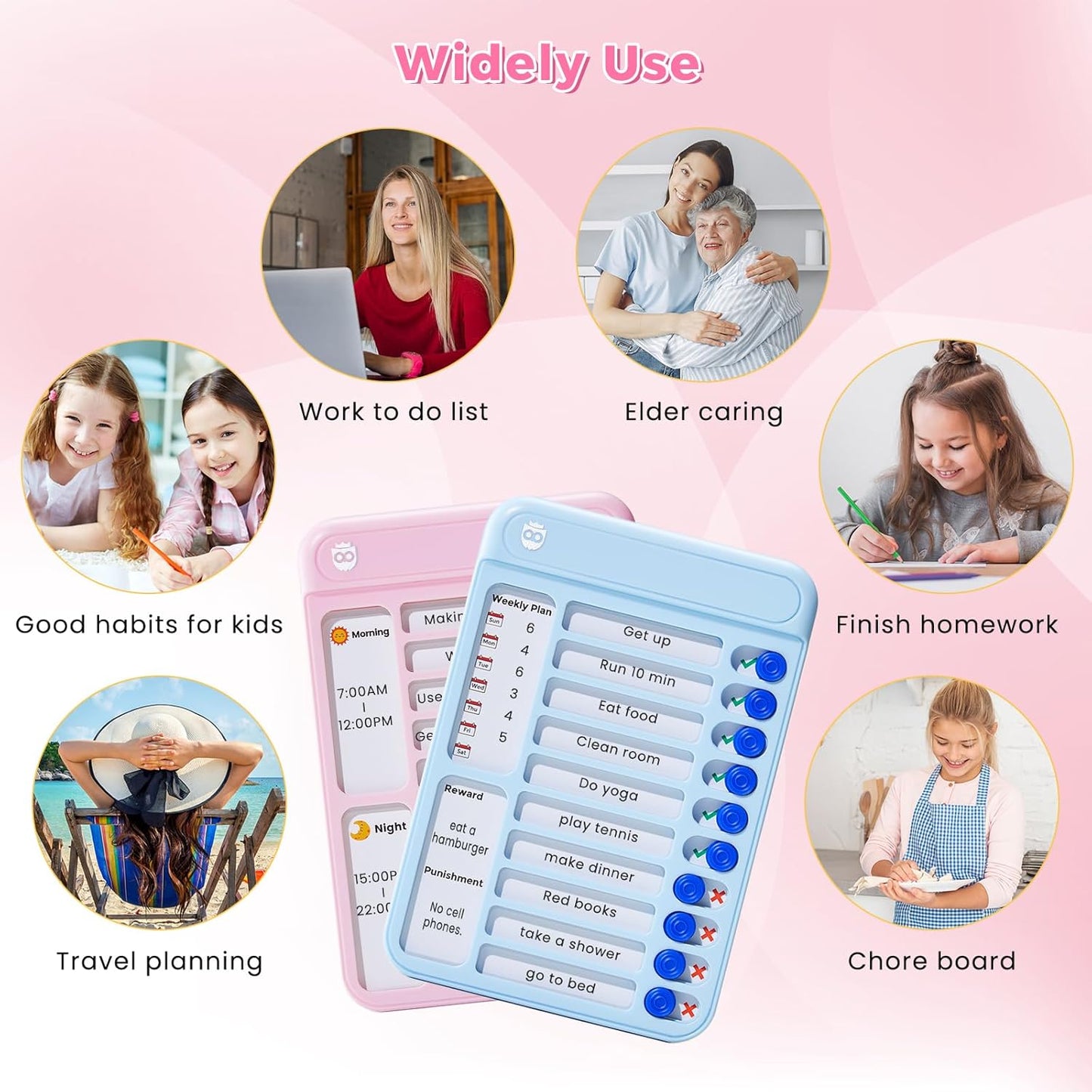 Chore Chart for Kids, Checklist Planning Board with Sliders, 19 Personalizable Sheets and Magnetic Marker, ADHD Tools for Kids to Do List Routine Chart Visual Schedule Board with Stand