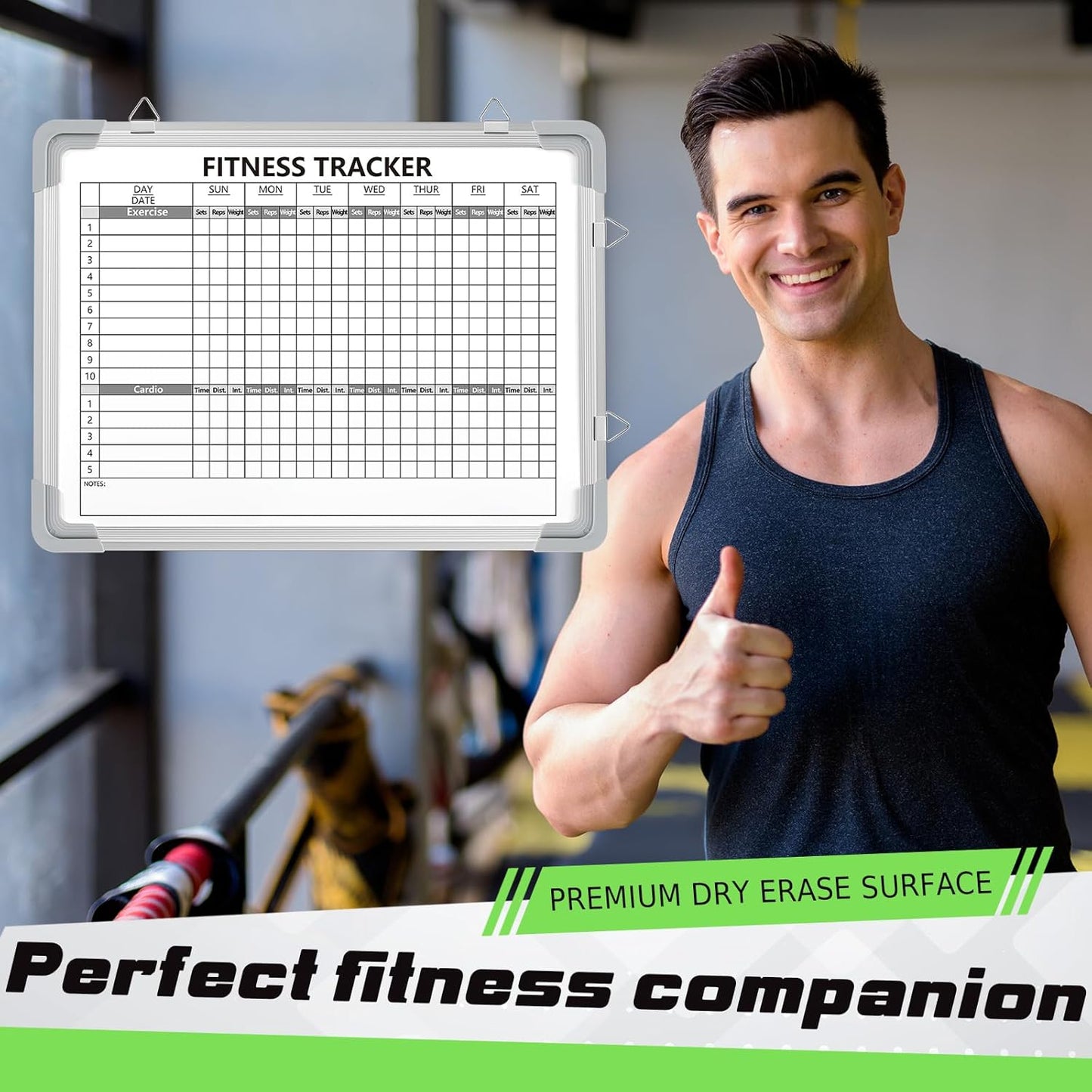 Lincia 16 x 12 Inch Fitness Tracker Whiteboard Workout Calendar for Home Gym Dry Erase Planner Hanging Removable to Do List for Wall Whiteboard with Aluminum Frame for Gym Program(Style A)