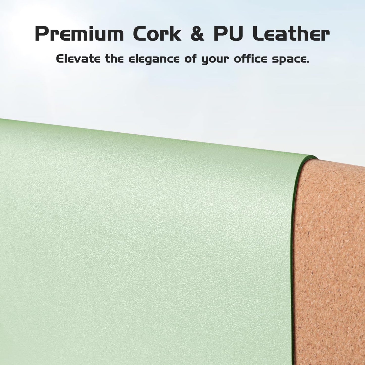 Aothia Dual-Sided Desk Pad - 25.6x13.7 inches Leather Desk Mat, Natural Cork Desk Pad Protector, Large Mouse Pad for Desk, Waterproof Desk Blotter Pad, Desk Writing Pad for Office Work/Home, Black