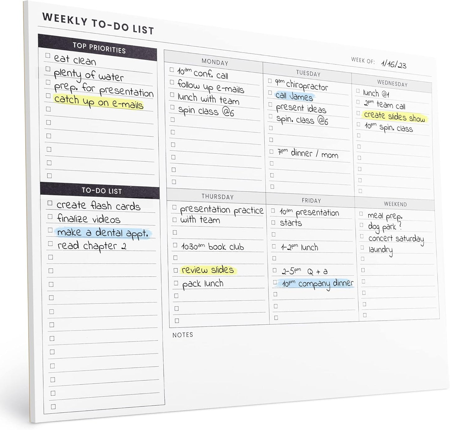 To Do List Notepad: With Multiple Functional Sections - Large Size 8.5x11" 52 Sheets - Tear Off Daily Planner Notebook - Task CheckList Organizer Agenda Pad for Work - Note, Plans, Goals, Grocery, and