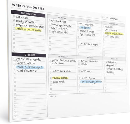 To Do List Notepad: With Multiple Functional Sections - Large Size 8.5x11" 52 Sheets - Tear Off Daily Planner Notebook - Task CheckList Organizer Agenda Pad for Work - Note, Plans, Goals, Grocery, and