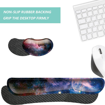 Keyboard Wrist Rest Mouse Wrist Support Set, Memory Foam Wrist Rest Pad for Computer Laptop Keyboard Mouse, Ergonomic Wrist Cushion Support for Typing Pain Relief, Gaming Home Office, Flowers Grass