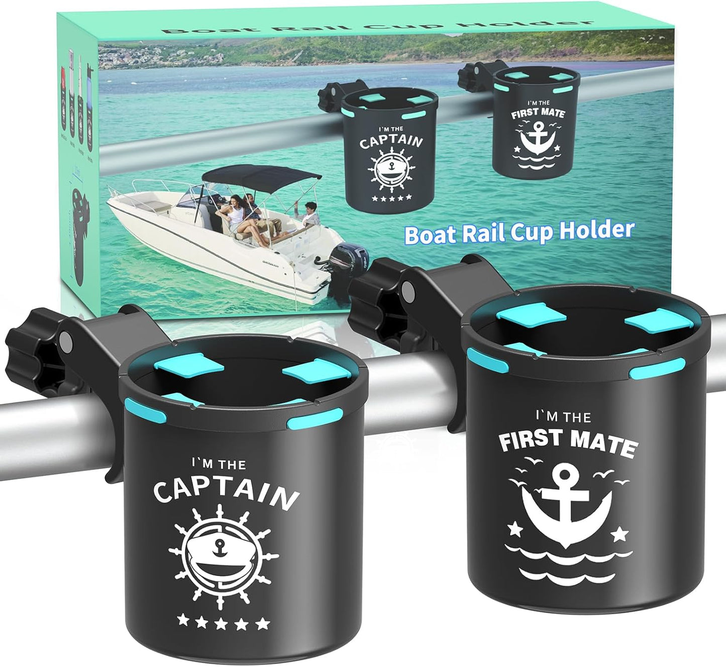 Marine Boat Rail Cup Holder, No Drilling Install On Bimini Top Conver Rail Or Pole, Grip Rail, Grab Bar, Boat Gifts for Boat Lover, Cup Holder for PWC, Jet Ski, Seadoo