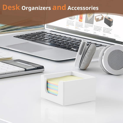 Sticky Note Holder, Burnt Wood Note Dispenser for Office Desk Accessories, Self Stick Note Pad Holder, Memo Pad Holder Dispenser Organizer for School Office Desk Supplies