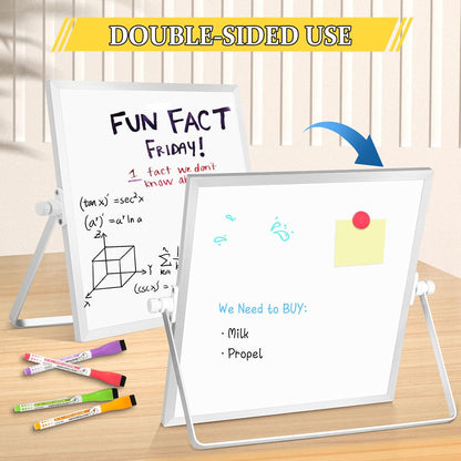 Dry Erase Magnetic White Board, 16" x 12" Double-Sided Desktop Whiteboard with Stand, Portable Small Whiteboard Set for Drawing, Office, Home