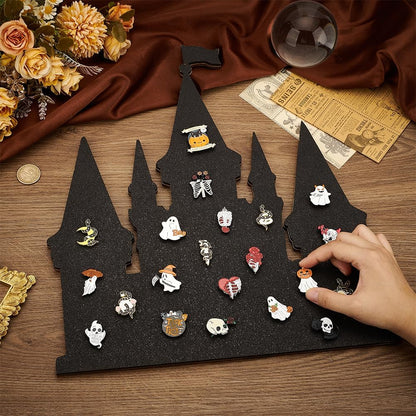BENECREAT Castle Pin Board Cork Board, 14.2x11.8inch Bulletin Display Board Brooch Jewelry Display Cork Tray for Brooch Pin Collection Display, Office Home and School Decor