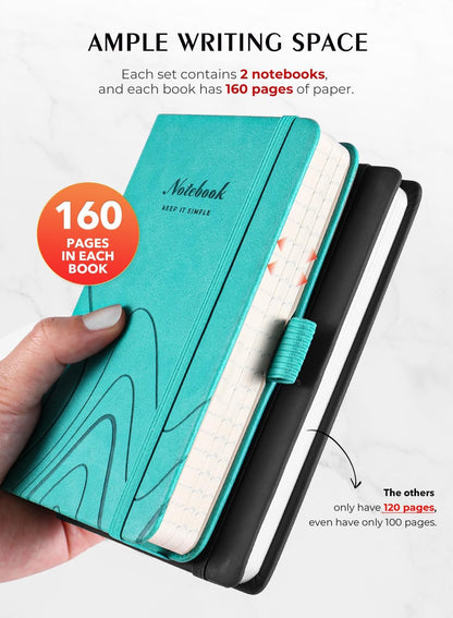 AISBUGUR Pocket Notebook, Small Notebook, 2-Pack Total 320 Pages,3.7" x 5.7" Pocket Notebook (2 Pack, Black1)