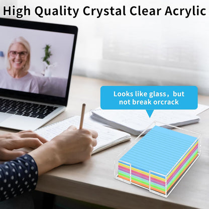 Acrylic Sticky Note Holder - 3 x 3 Inch Post It Note Holder, Crystal Clear Sticky Note Dispenser for Dorm Room Home and Office Acrylic Desk Organizer