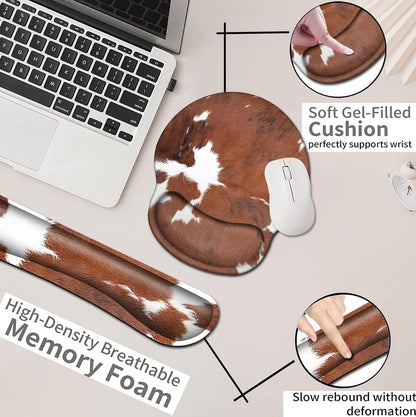 Mouse Pad with Wrist Support, Ergonomic Gel Mouse Pad Beautiful Flowers,Pink Hyacinths on Wood Panel，Non-Slip Durable, Memory Foam Keyboard Wrist Rest, Suitable for Office Typing Games