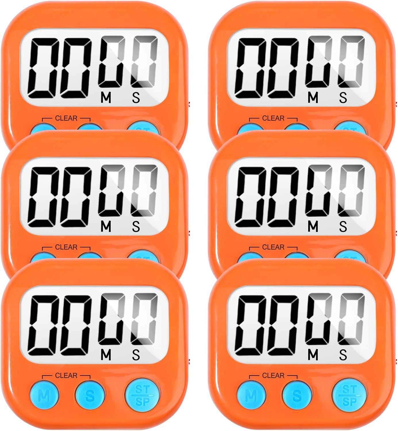 2 Pack Digital Kitchen Timer for Cooking Big Digits Loud Alarm Magnetic Backing Stand Cooking Timers for Baking White