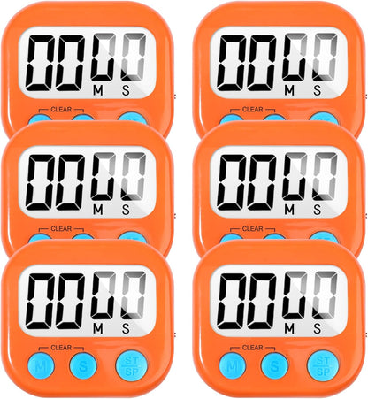 2 Pack Digital Kitchen Timer for Cooking Big Digits Loud Alarm Magnetic Backing Stand Cooking Timers for Baking White