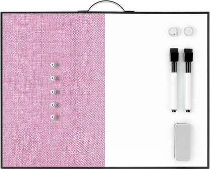 TSJ OFFICE Small Whiteboard Cork-Board - 16" X 12" Portable Aluminum Black Framed Magnetic Dry Erase Board, Small Bulletin Cork Board with Holder for Office, Home and School