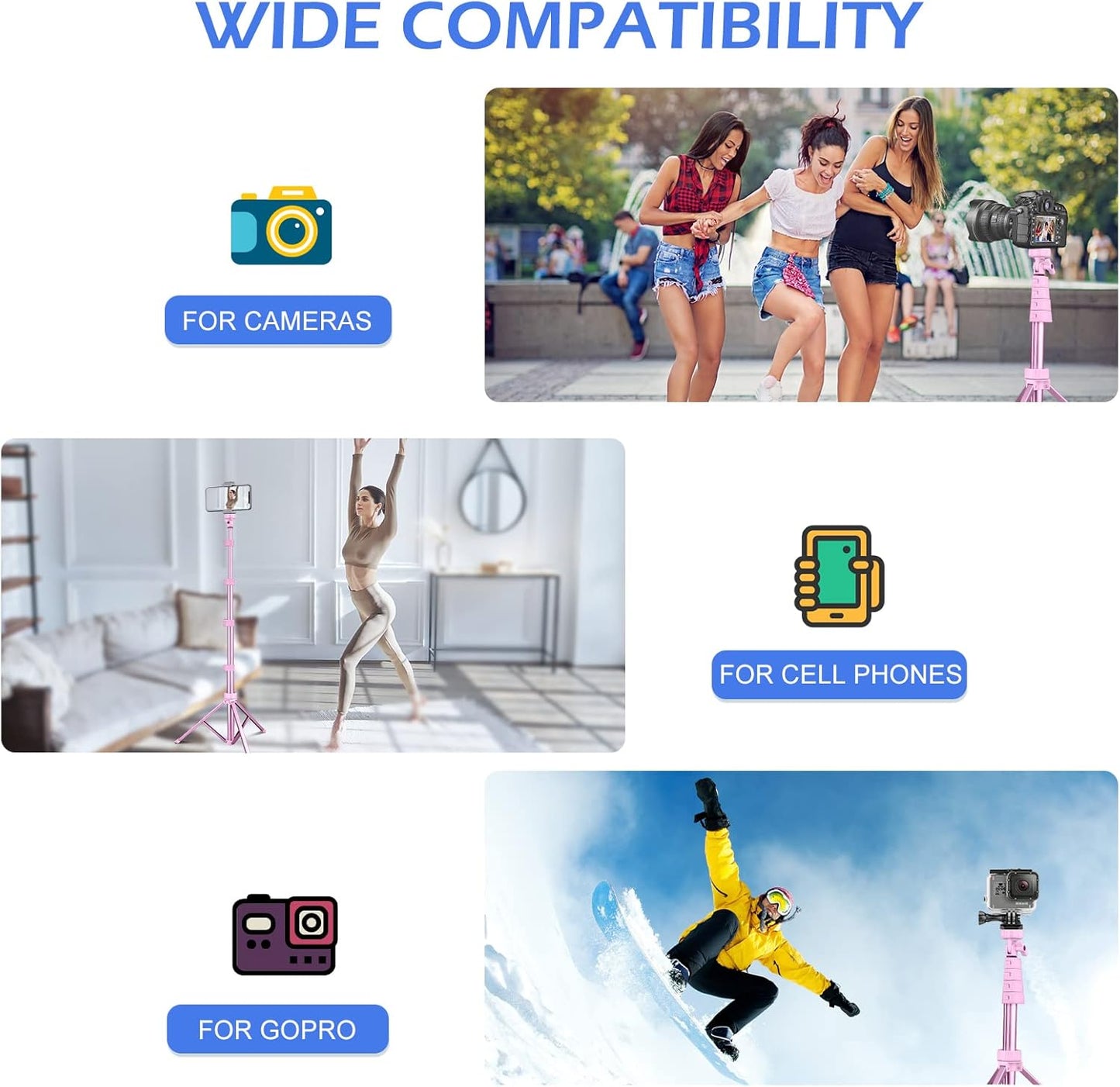 SENSYNE 62" Phone Tripod & Selfie Stick, Extendable Cell Phone Tripod Stand with Wireless Remote and Phone Holder, Compatible with iPhone Android Phone, Camera