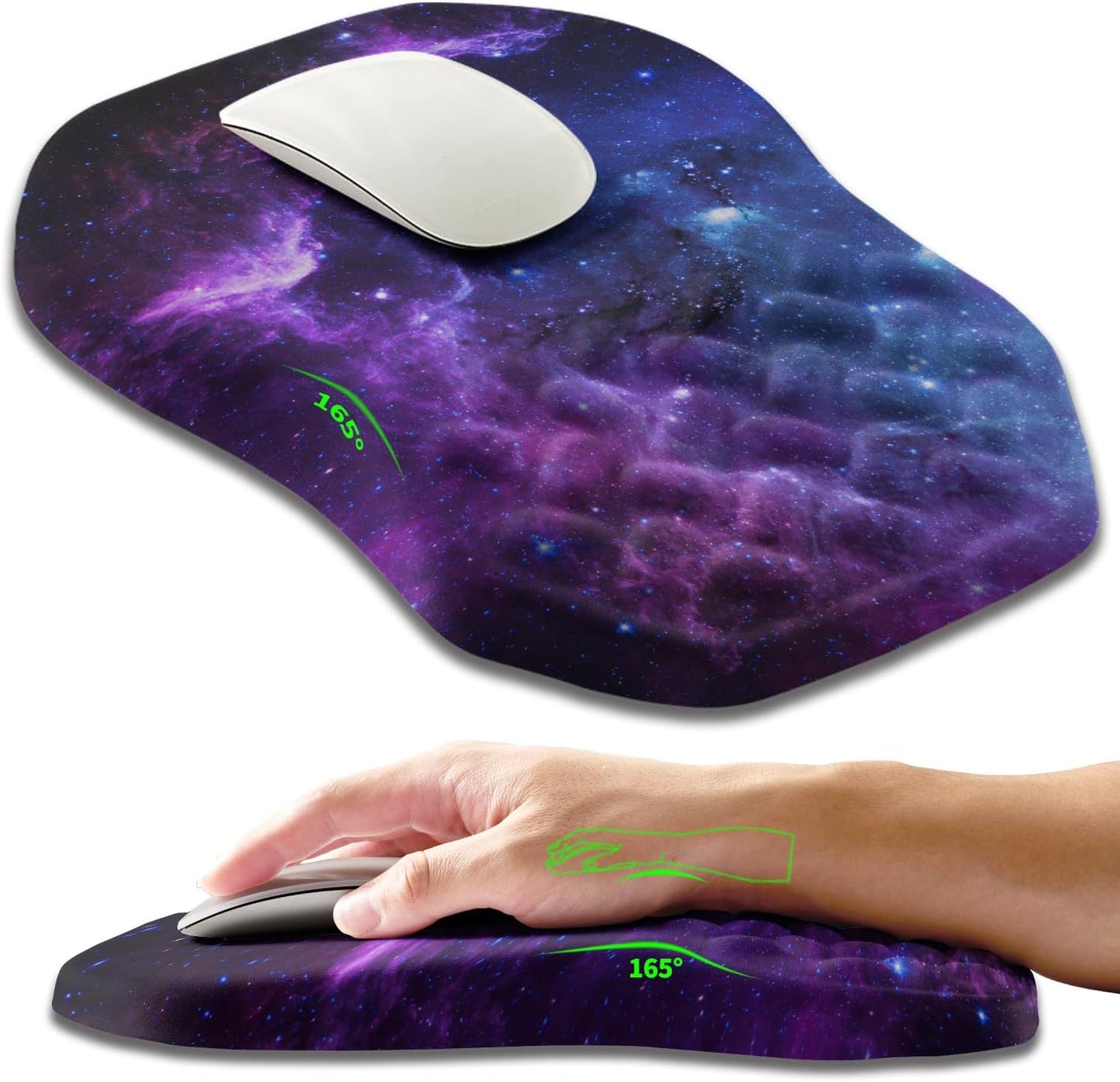 Ergonomic Slope Mouse Pad Wrist Support, Wrist Rest Mousepad for Carpal Tunnel Pain Relief with Massage Bulge and Slow Rebound Memory Foam (12x8 inch, Black)