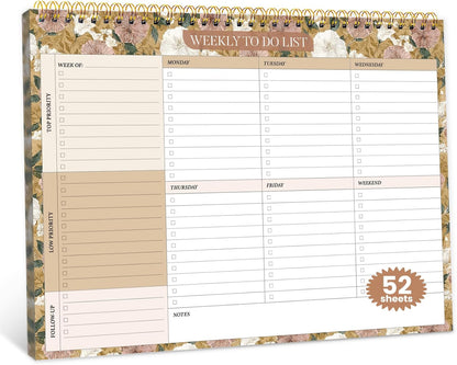 Weekly To Do List Notepad with 52 Undated Sheets（8.5"×11"）- Undated Weekly Planner Notepad for Office Desk Accessories and Supplies - Midnight Lilac