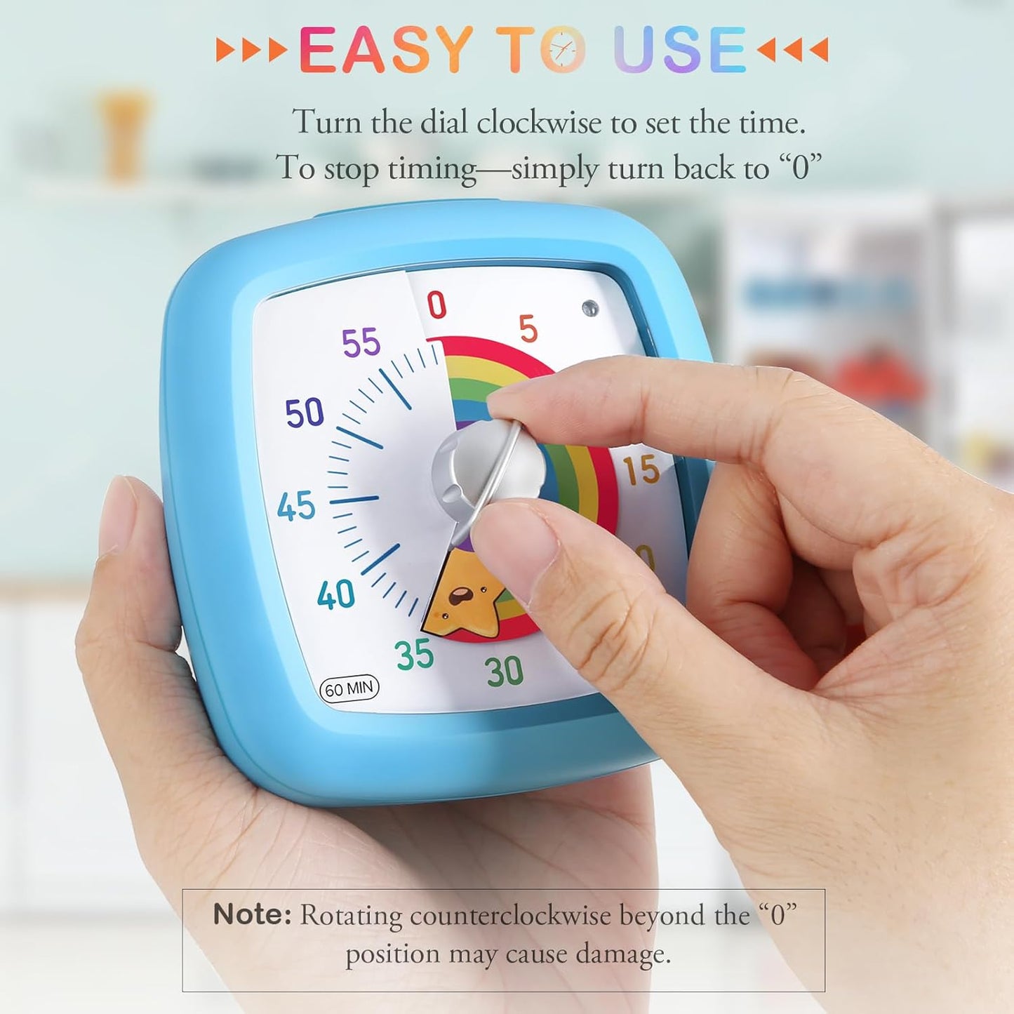 Secura 60-Minute Visual Timer, Silent Study Timer for Kids and Adults, Time Clocks, Time Management Countdown Timer for Teaching (Black & Cloud)
