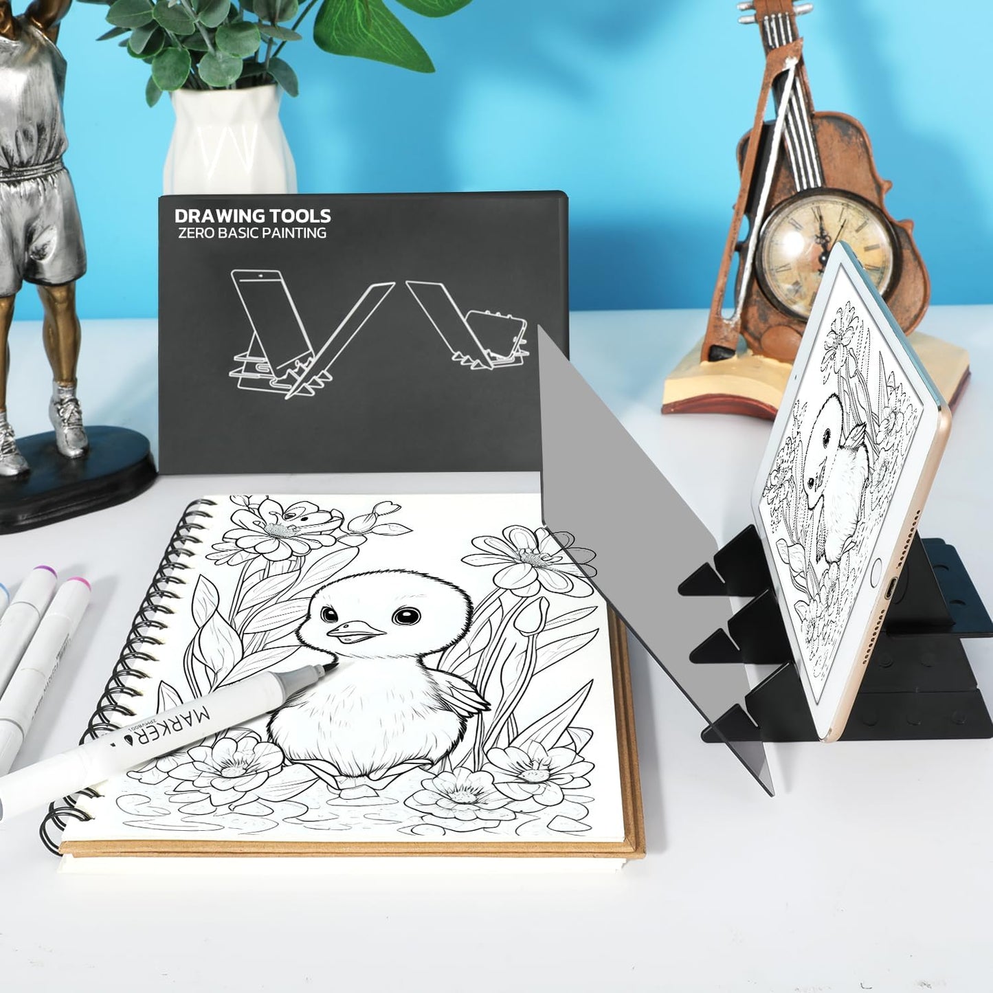 Optical Drawing Board, Portable Optical Tracing Board, Image Tracing Board Projector Light Copy Pad, Easy Tracing Sketching Tool, for Kids Artist Students Beginners Sketch Wizard