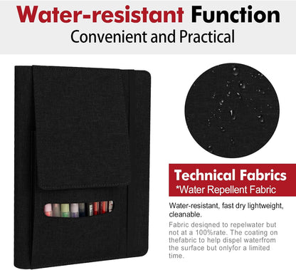 Journal Cover for Rocketbook Flip | 6"x9" Steno Pad Holder & Top Spiral Notebook Cover | Waterproof Folio with Pen Loop & File Pocket for A5, Executive Size Notebooks (Black)