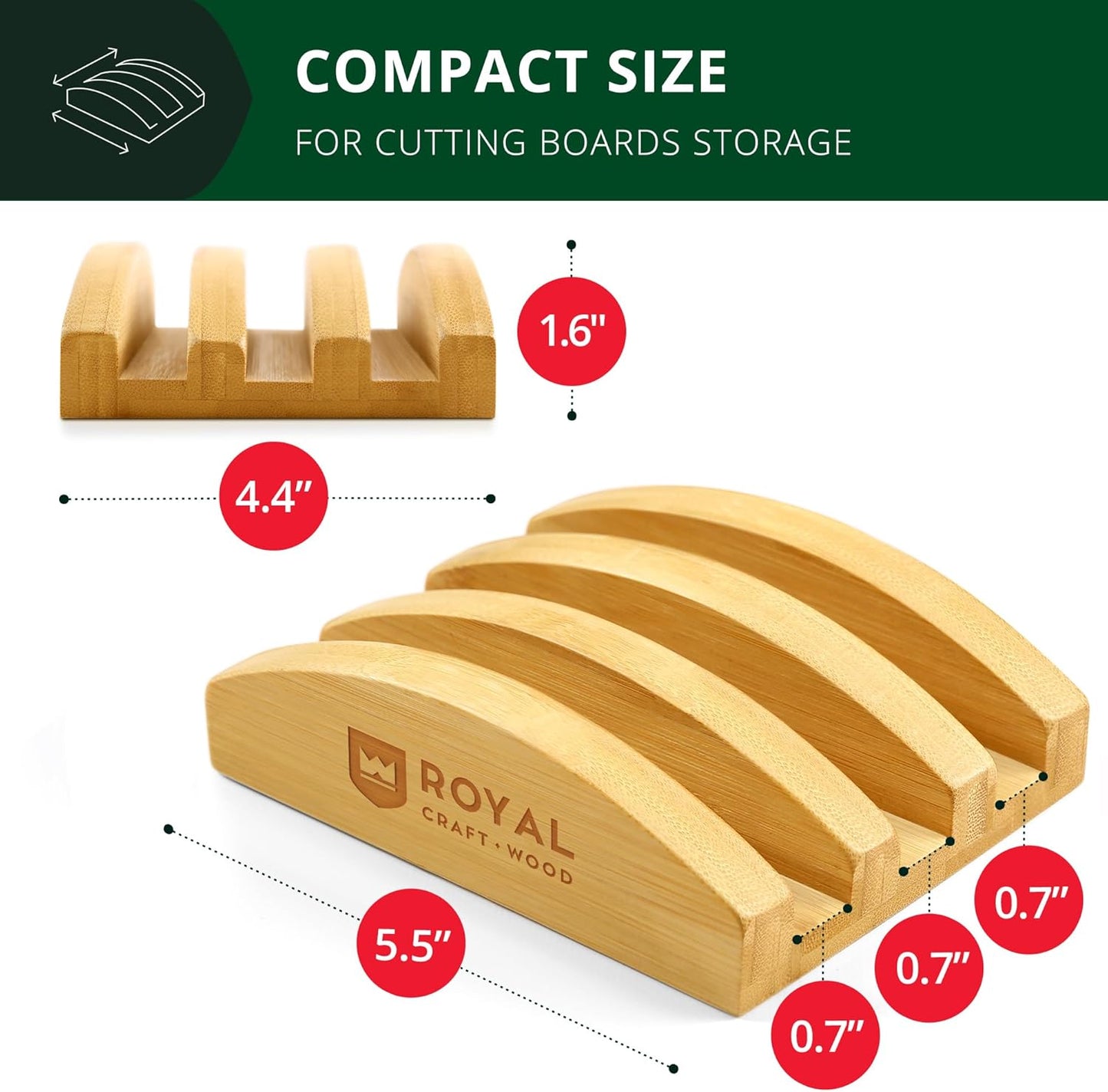 ROYAL CRAFT WOOD Cutting Board Stand for Cutting Board Sets, Chopping Boards Rack Organizer that Holds up to 3 Cutting Boards to 0.7 Inches Thick