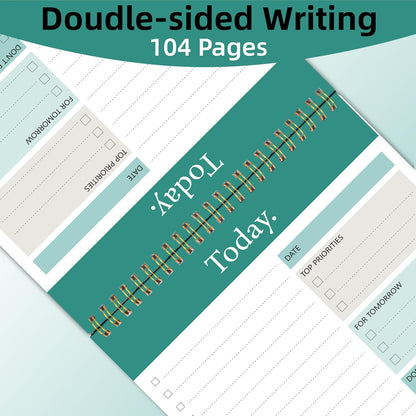 104 Pgs To Do List Notepad - Daily Planner Notepad Undated 52 Duplex-Printed Undated Sheets Tear Off, 6.5" x 9.8" Checklist Productivity Organizer with Hourly Schedule for Tasks