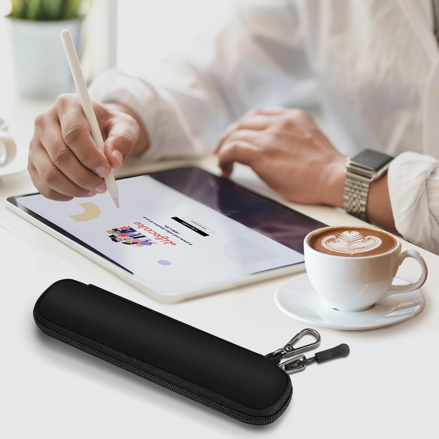 Fintie Pen Holder Case for Apple Pencil Pro, Apple Pencil (USB-C / 1st / 2nd Generation), Soft Neoprene Zipper Carrying Bag Sleeve Pouch for Samsung Stylus, Surface Pen