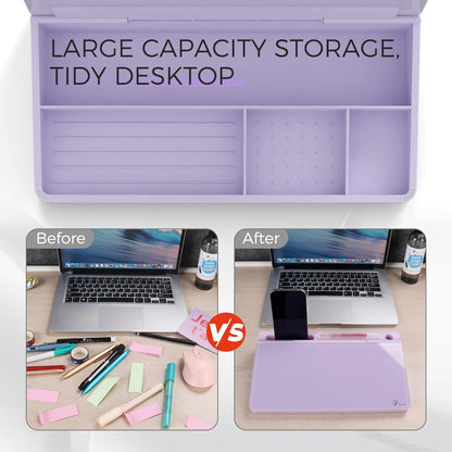 TOWON Small Compact Glass Desktop Whiteboard with Storage – 12 x 7 in Dry Erase Board for Desk, Home Office, School | Includes 5 Markers, Eraser & Holder | Space-Saving Organizer, Aesthetic Rose Gold