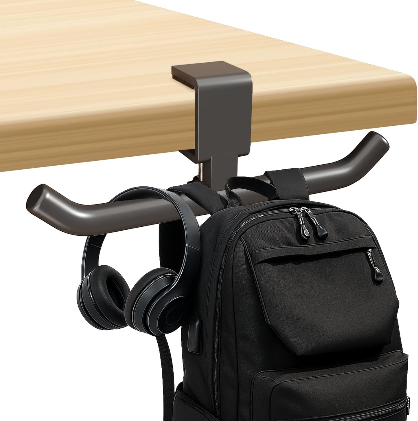 80-lb Heavy-Duty Bag Hook for Desk or Table,Adjustable Purse Hanger,Purse Hook,Backpack Holder for Table & Handbag Hanger,Space-Saving Organizer for Classroom, Dorm Office,Home,and Cafe Tables (White)