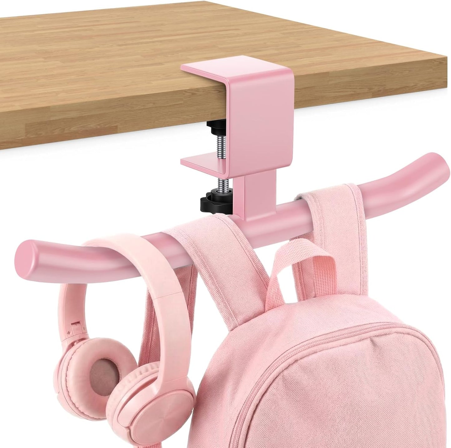 Geelin Bag Hook for Desk Table Heavy-Duty Backpack Hanger Clamp On Purse Holder Adjustable Under Desk Bag Hook for Headphones Handbag Hanger for Classroom Dorm Back to School(Beige)