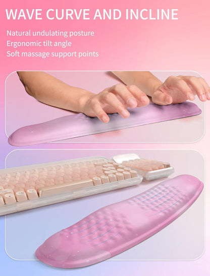 Hokafenle 2in1 Combination, Wave Keyboard Wrist Rest and Ergonomic Curvature Mouse Pad Wrist Support for Relieve Wrist Pain, Filled with Soft Cushion Memory Foam, Black