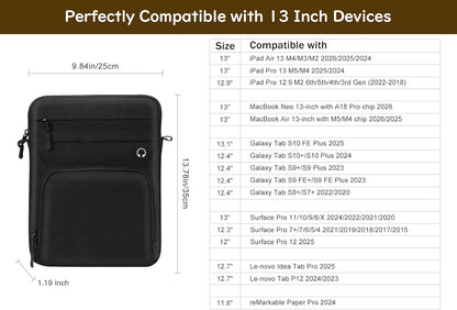 Dadanism 9-11 Inch Tablet Sleeve Bag with Shoulder Strap for iPad (A16) 11", iPad Air M4 Pro M5 11", i-Pad 10th Gen 10.9", i-Pad 9/8/7th Gen 10.2", Galaxy Tab A11+ Plus 11", reMarkable 2 10.3", Black