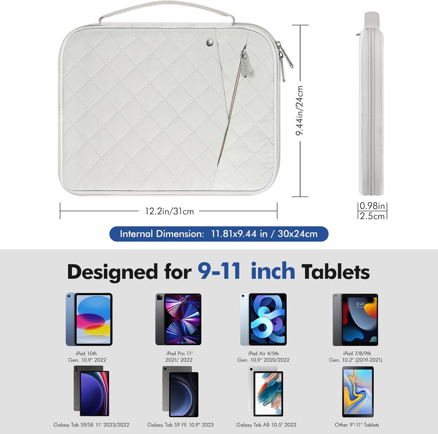 MoKo 9-11 Inch Tablet Sleeve Carrying Case with Handle, Padded Protective Travel Bag for New 11-inch iPad Air 4 2026/Pro M5/ A16, iPad 10th/Air 5/4th 10.9, i-Pad 9/8th 10.2,Tab S9/S8 11, Black