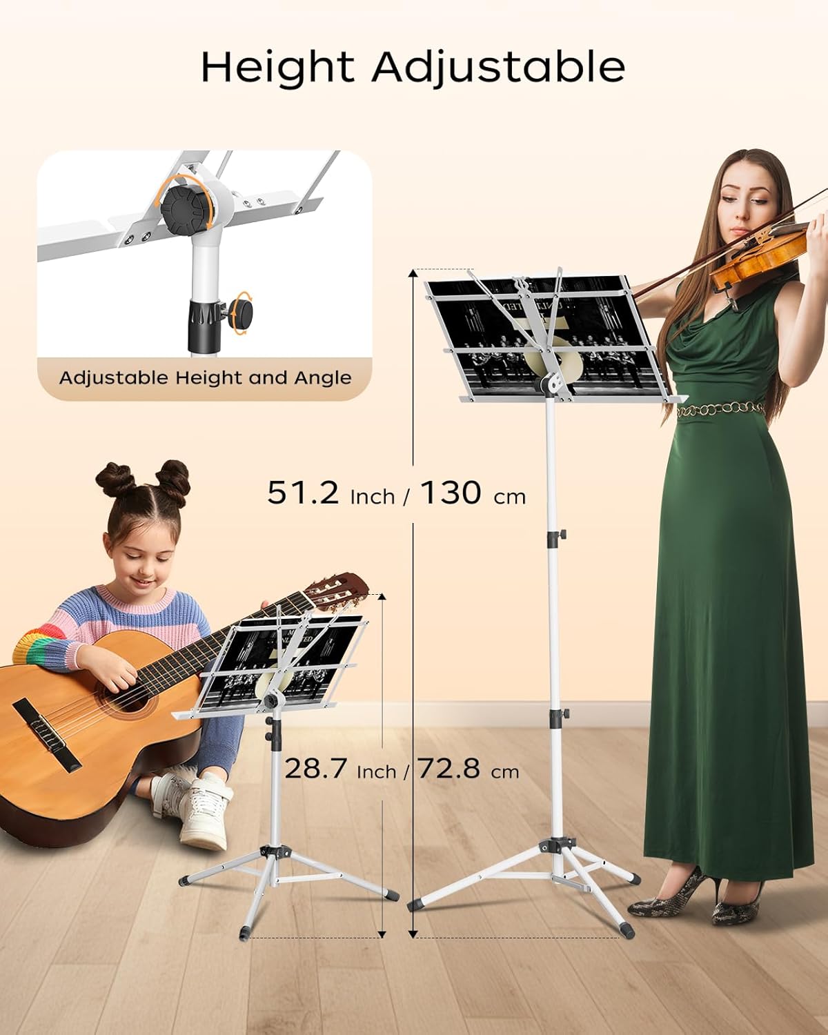 K KASONIC Music Stand, 2 in 1 Dual-Use Folding Sheet Music Stand & Desktop Book Stand, Portable Lightweight with Music Sheet Clip Holder Carrying Bag
