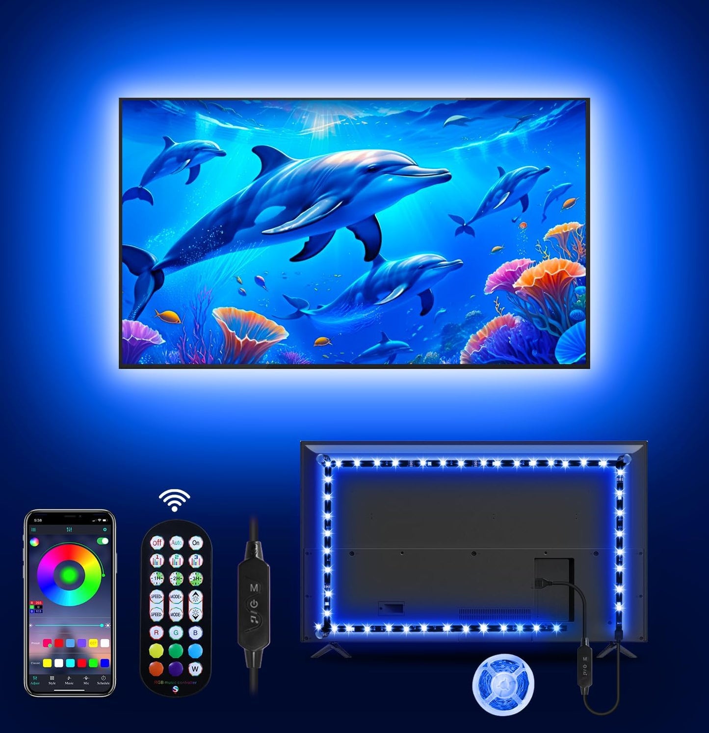 MATICOD LED Lights for TV Led Backlight, 9.84ft RGB Led Strip Lights USB TV Lights Behind 32-43in, APP Remote Control Music Sync TV Led Light for Bedroom Gaming Home Décor
