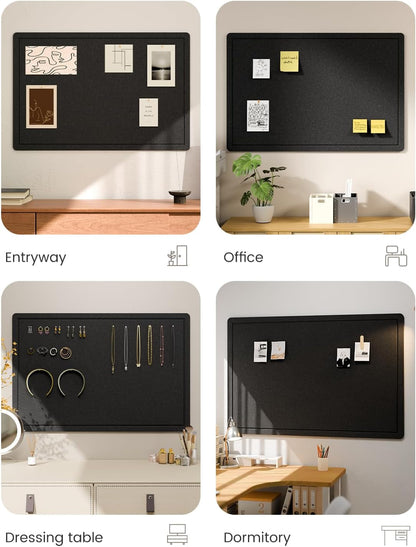 Fluxynara Bulletin Board, 23.6" x 17.5" Cork Board Alternative with 12 Safe Removable Adhesive Tabs, Foldable Felt Pin Board for Home Office, Classroom, Bedroom,Entryway for Walls—Sage