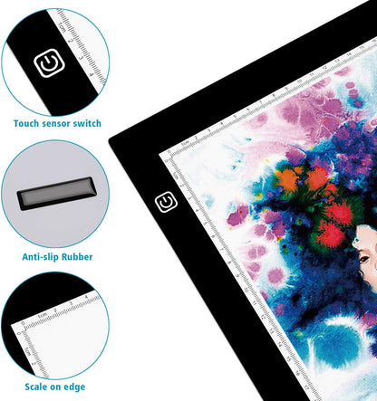 A2 Light Box, Large Size Tracing Light Pad, Ultra-Thin LED Light Board Stepless Brightness and Flicker-Free Design, Perfect for Drawing, 2D Animation, Calligraphy, Embossing, Sketching Tattoo