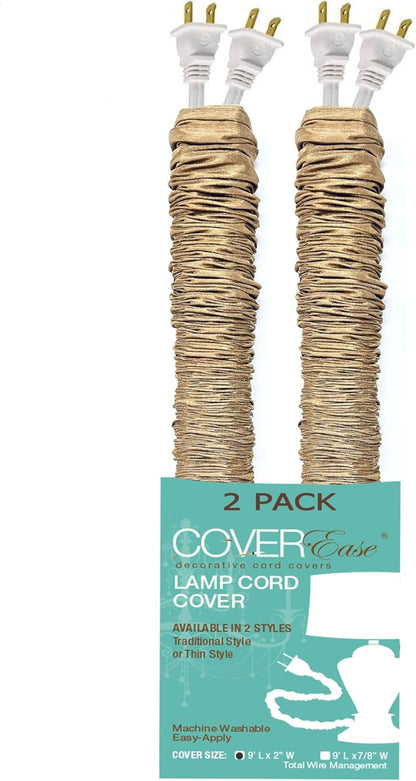 Cream COVEREase Lamp Cord Cover 9 ft Faux Silk Fabric Cover - Cable Sleeve, Wire Cover, Cord Hider for Cable Management for Electrical Lighting Fixtures. (1 PK)