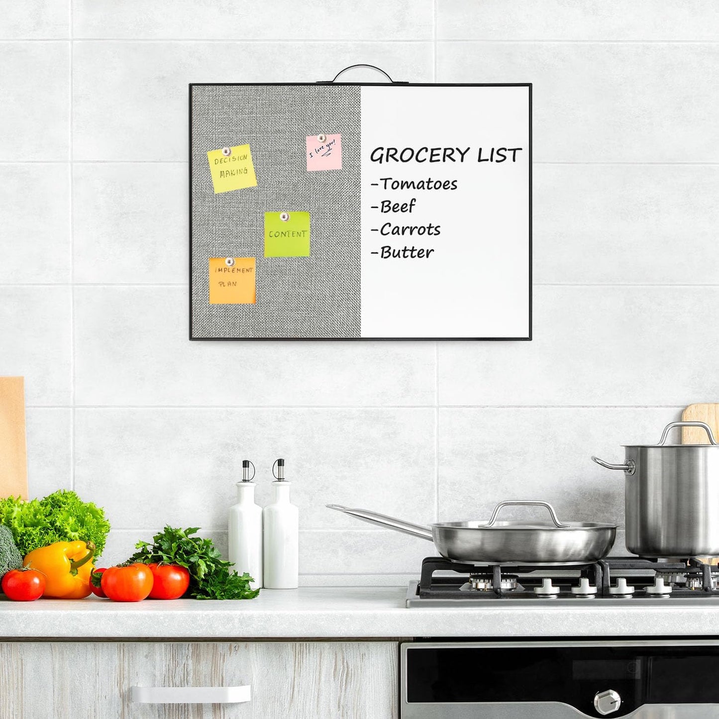 TSJ OFFICE Small Whiteboard Cork-Board - 16" X 12" Portable Aluminum Black Framed Magnetic Dry Erase Board, Small Bulletin Cork Board with Holder for Office, Home and School