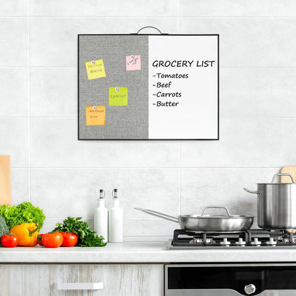 TSJ OFFICE Small Whiteboard Cork-Board - 16" X 12" Portable Aluminum Black Framed Magnetic Dry Erase Board, Small Bulletin Cork Board with Holder for Office, Home and School