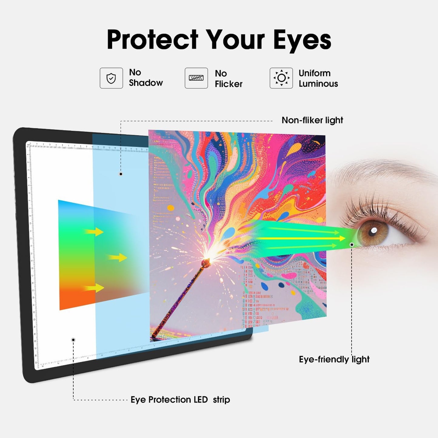 Rechargeable A3 Light Pad with Carry Bag, High-Brightness Tracing Light Box with 6 Levels of Brightness, Side Physical Buttons & 3 Colors, Wireless Light Board for Diamond Painting, Drawing, Sketching