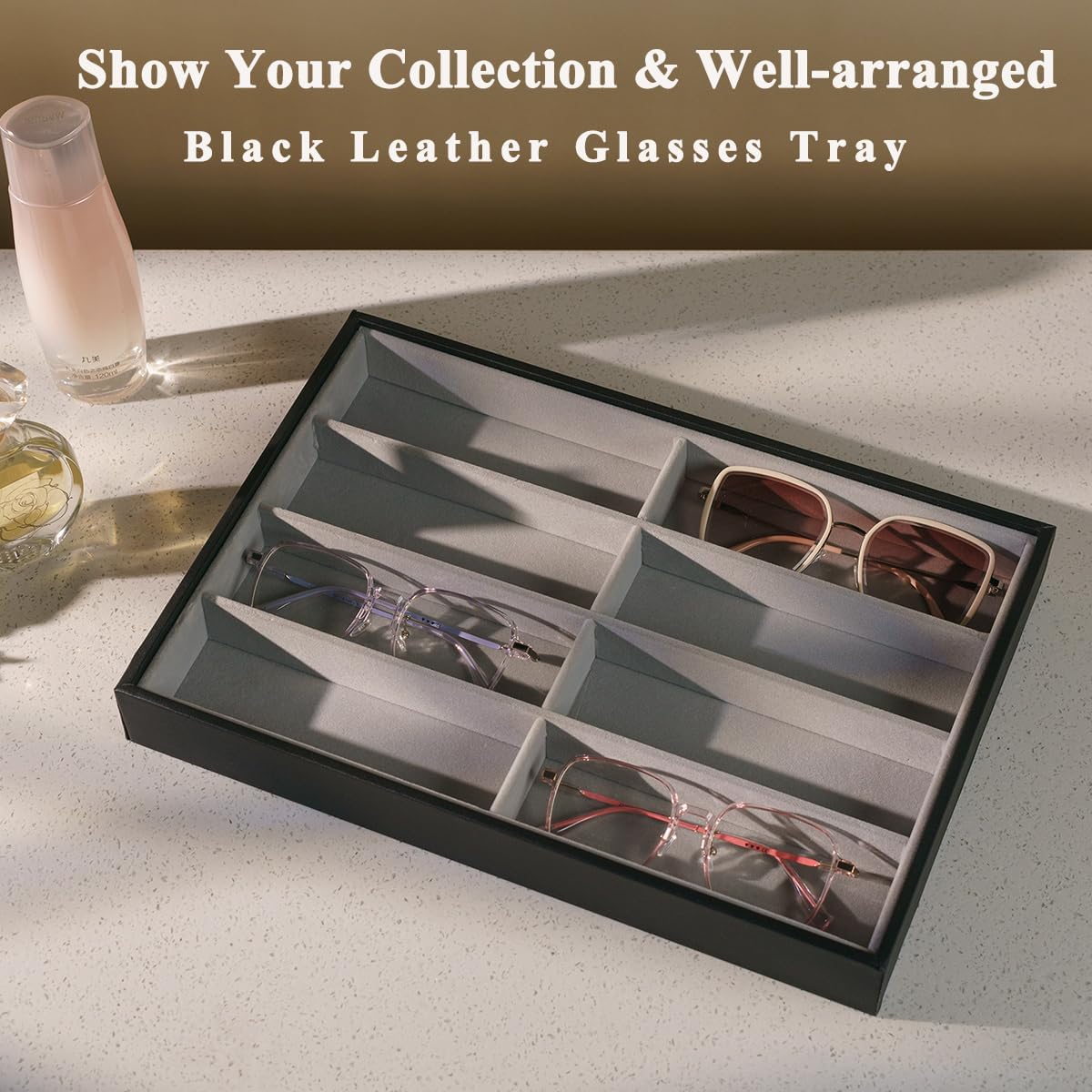 Glasses Holder Box Drawer Sunglass Organizer for Men Clear Storage Case 8 Slot Multiple Reading Glasses Display
