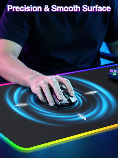 Wireless Charging Mouse Pad with Foldable Phone Holder, 31.5"x15.8" Large Desk Mat for Laptop/Keyboard, Waterproof Ultra-Smooth Surface, Non-Slip Base, Black