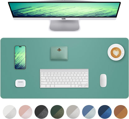 AFIING Desk Pad Protector 23.6" x 13.7" - Non-Slip Waterproof PU Leather Desk Mat for Mouse, Keyboard, Laptop, Office and Home Workspace (Beige)