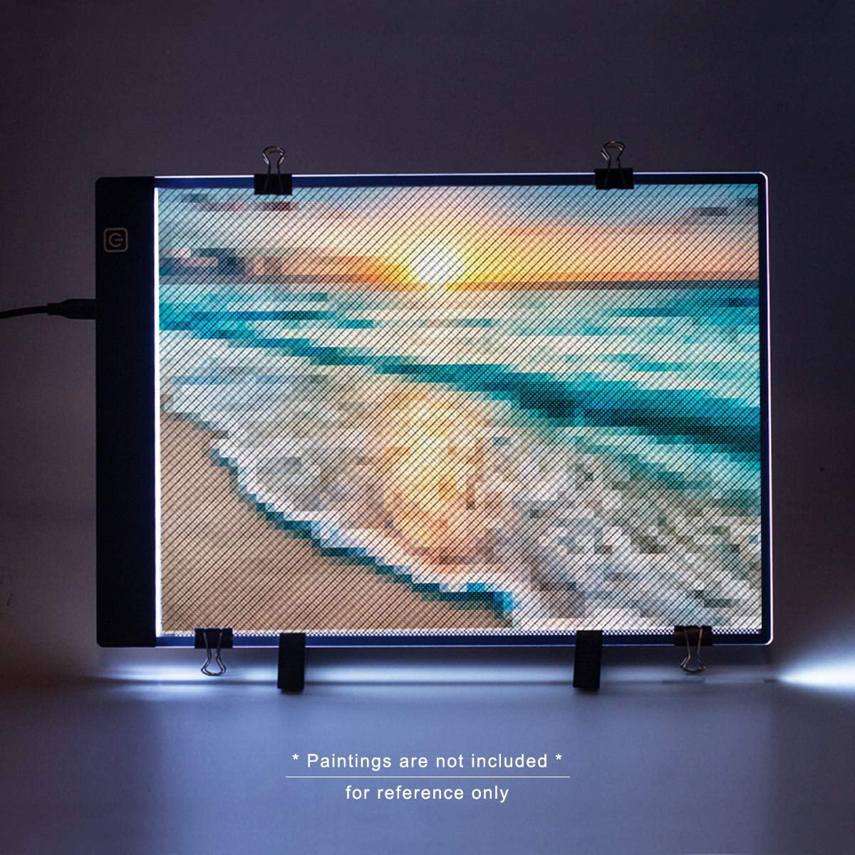 SevenFish Diamond Painting Tools A4 LED Light Pad, Stand, Handbag, USB Powered Ultra-Thin Adjustable Brightness Light Board Light Box for Drawing, Tracing, Sketching, 5D Diamond Art Painting