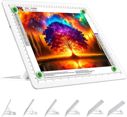 TOHETO Rechargeable A4 Light Board with Stand, Super Bright Magnetic Light Pad with Side Buttons, Wireless Light Box for Tracing and Drawing, Cordless LED Light Table for Diamond Painting, Sketching