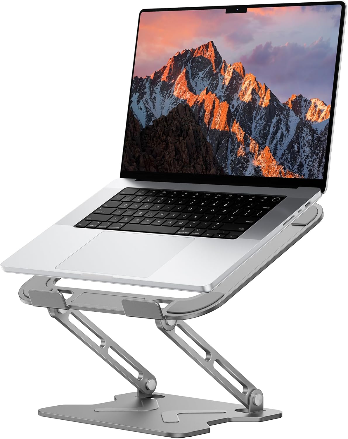 JCZT Adjustable Laptop Stand for Desk, Metal Foldable Laptop Riser, Portable Laptop Holder Mount, Ventilated Cooling Computer Notebook Stand for MacBook Air Pro, All 10-16'' Notebooks Laptops, Pink