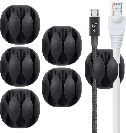 BEADNOVA Cord Organizer Cable Organizer Cable Clips Cord Holder for Desk Management Wire Holder Clips for Computer Desk (Black, 4 pcs)
