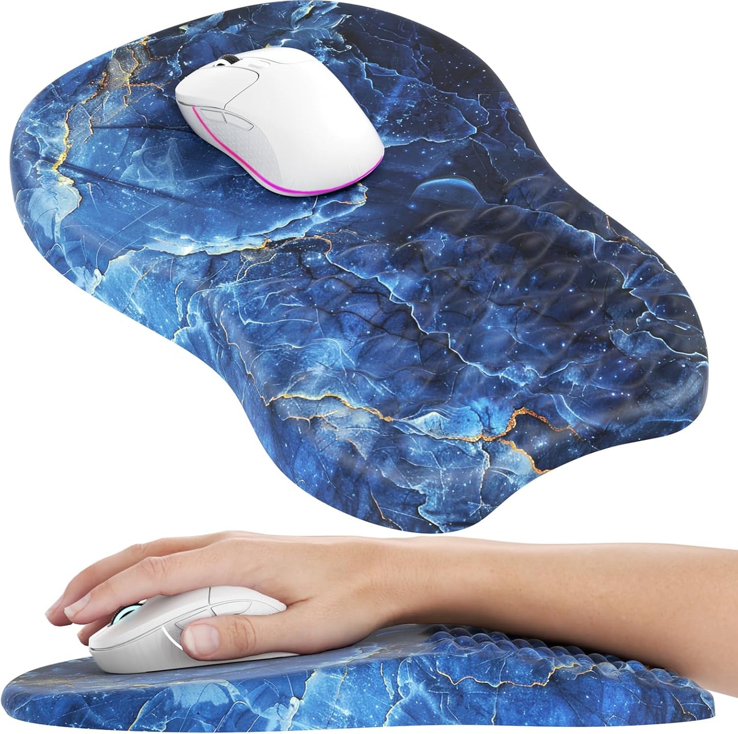 MROCO Ergonomic Mouse Pad with Wrist Support, Memory Foam Wrist Rest Mouse Pad, Non-Slip Base, Smooth Surface for Office & Home, Black
