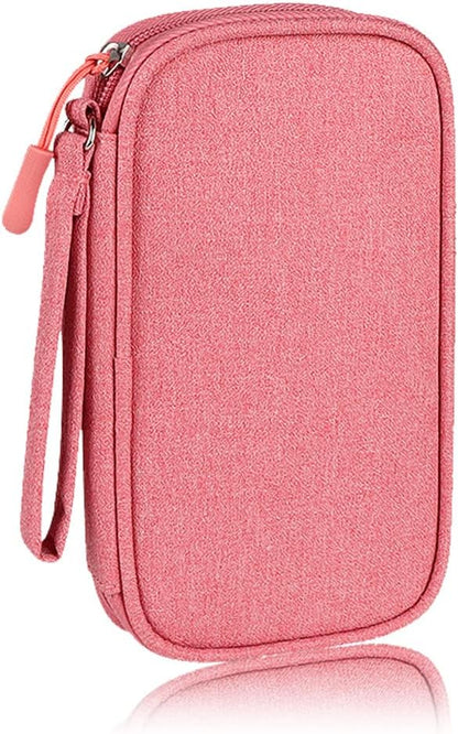 Electronics Organizer Bag Pouch Cable Charger Organizer Travel Shockproof Cord Carrying Case for Earphone Powerbank USB Hard Drive SD Card (Black)
