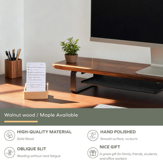 muso wood Daily To Do List Planner with Walnut Stand - 100 To Do List Cards - Undated Daily Planner Notepad for Desk Accessories and Supplies, Enhanced Productivity, Work Office Accessories